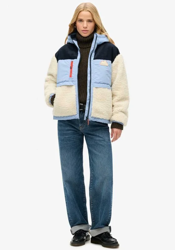 Superdry Womens Hooded Sherpa Jacket, Blue