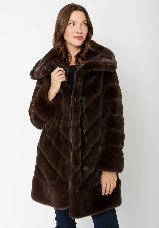 Joseph Ribkoff Reversible Faux Fur Coat, Brown