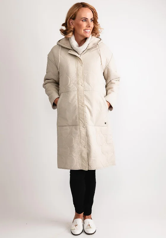 Rino & Pelle Effie Quilted Midi Coat with Teddy Lining, Beige