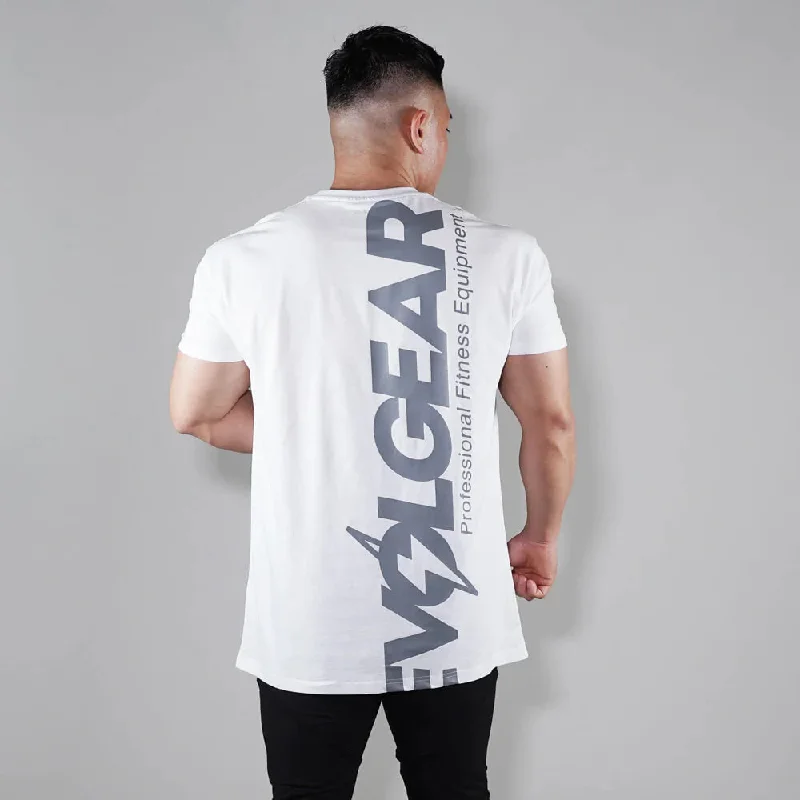 EVOLGEAR VERTICAL LOGO T-SHIRT 【WHITE×CHARCOAL GRAY】