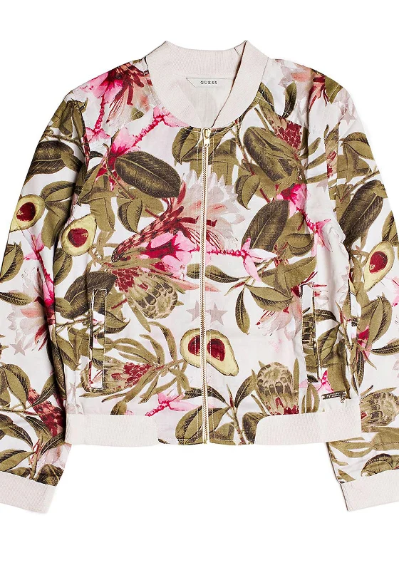 Guess Floral Print Bomber Jacket, Green