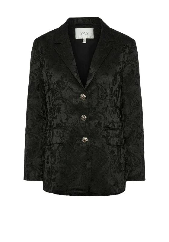 Y.A.S Ronja Ornate Print Blazer, Black