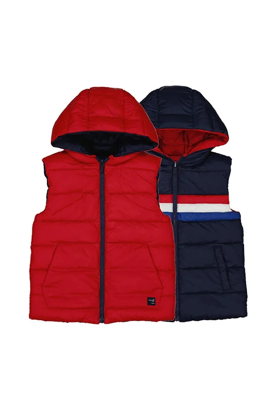 Mayoral Boy Hooded Reversible Gilet, Red