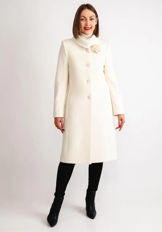 Christina Felix Flower Applique Long Coat, Cream