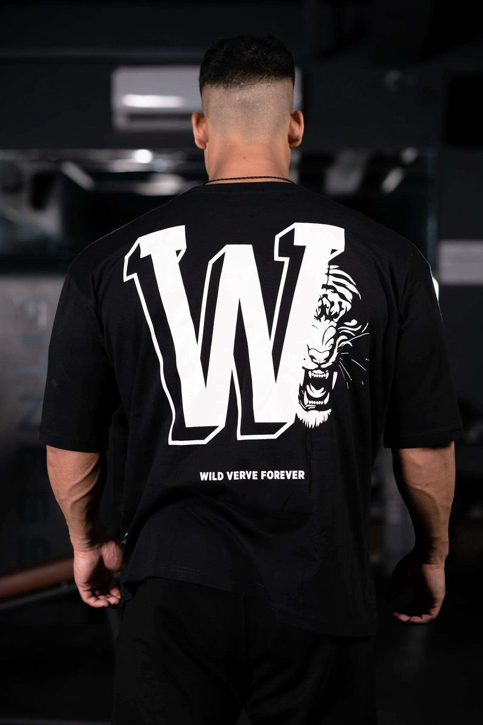 W TIGER FURY OVERSIZED T-SHIRT (BLACK)