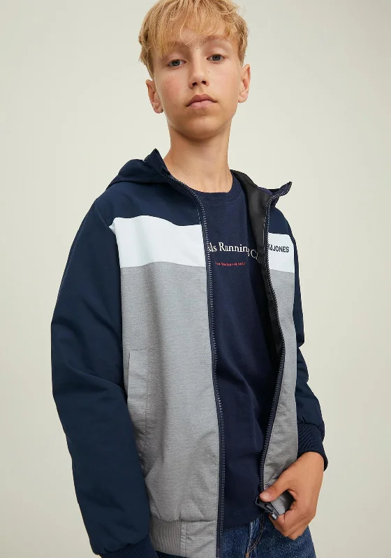 Jack & Jones Boy Rush Hooded Bomber Jacket, Navy Blazer