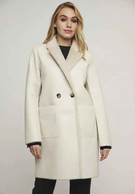 Rino & Pelle Ivon Reversible Double-Breasted Coat, Off White