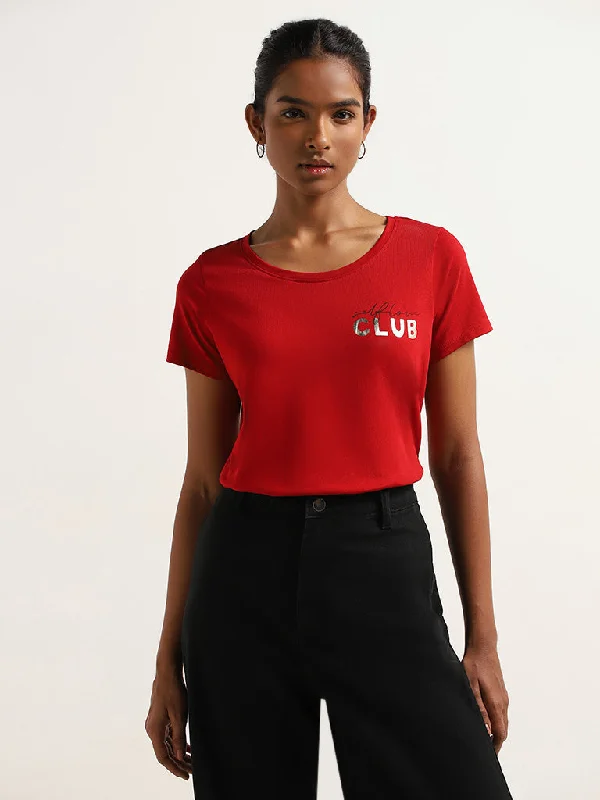 LOV Red Printed T-Shirt