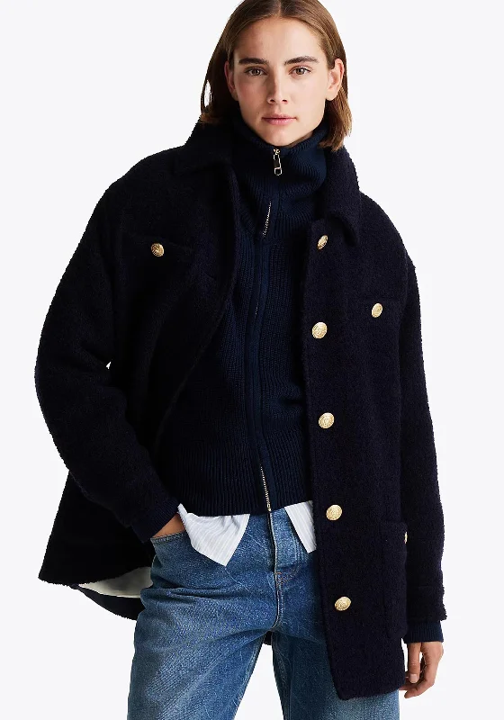 Tommy Hilfiger Boucle Button Jacket, Navy