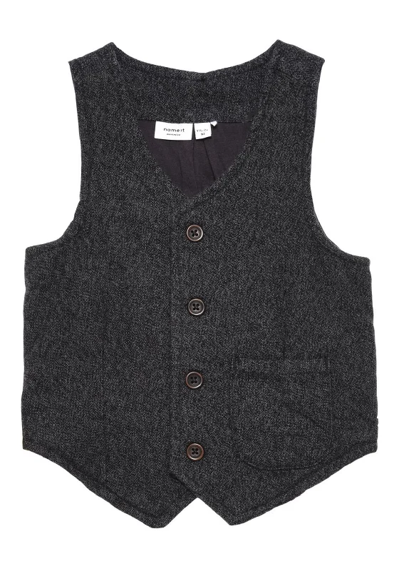 Name It Mini Boys William Waistcoat, Dark Grey