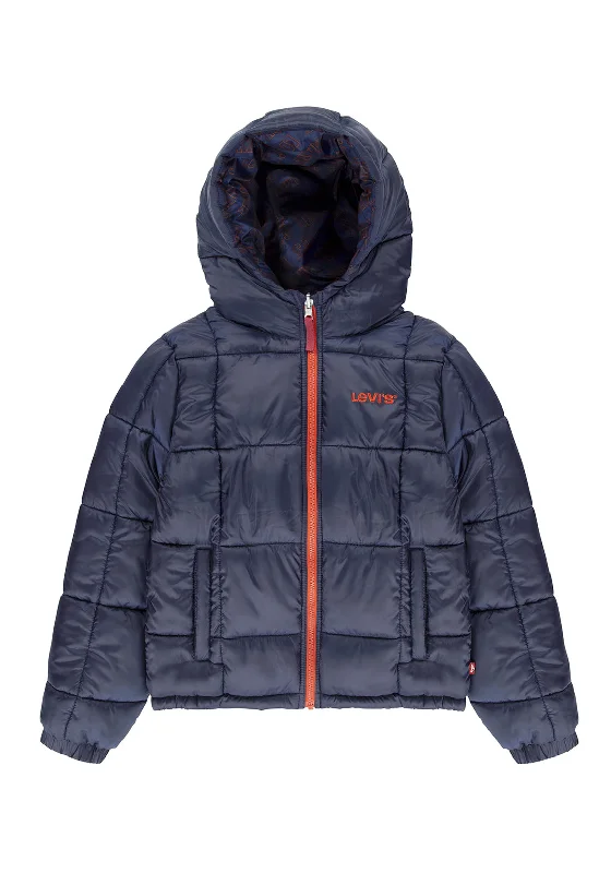 Levi’s Boys Reversible Puffer Jacket, Navy