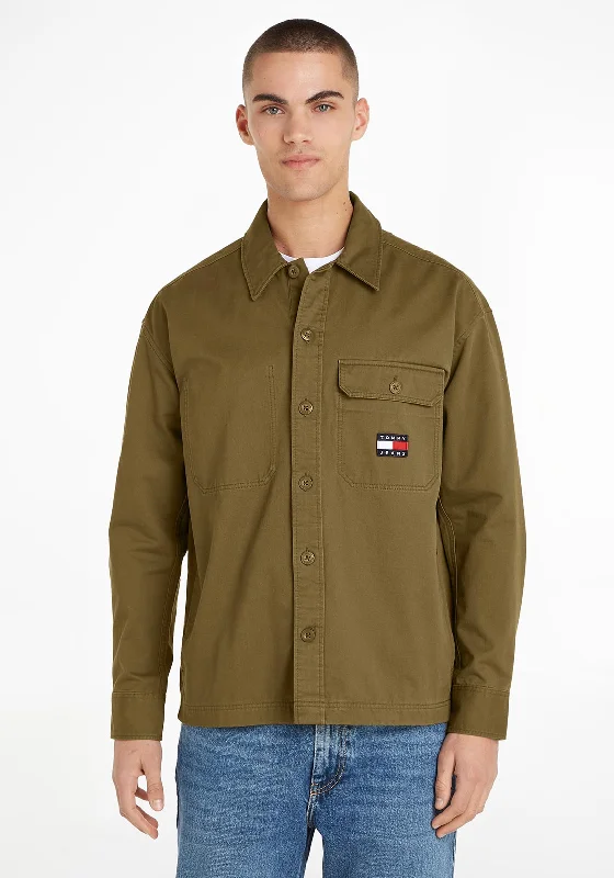 Tommy Jeans Essential Overshirt, Drab Olive Green