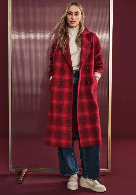 Street One Long Check Coat, Autunm Red