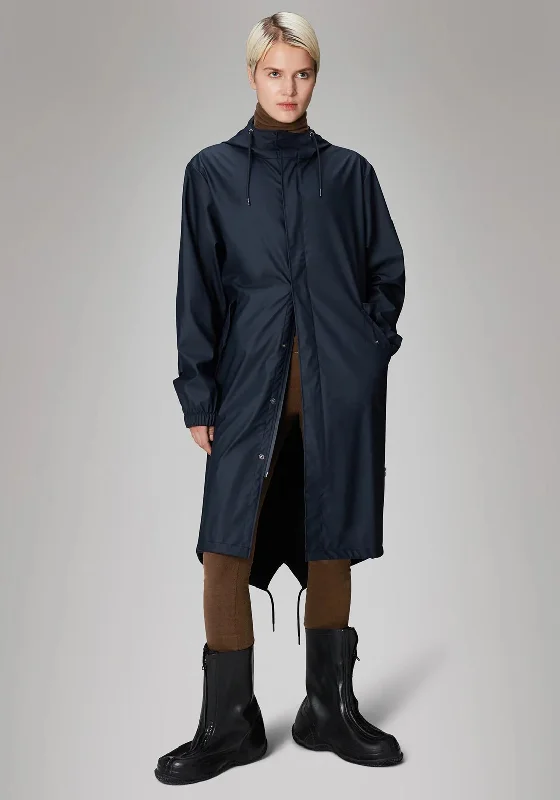 Rains Fishtail Parka Long Raincoat, Navy