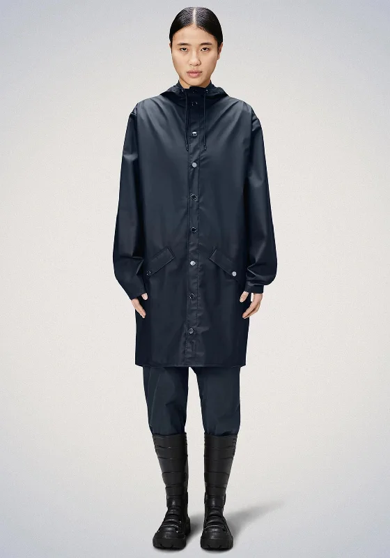 Rains Waterproof Long Raincoat, Navy