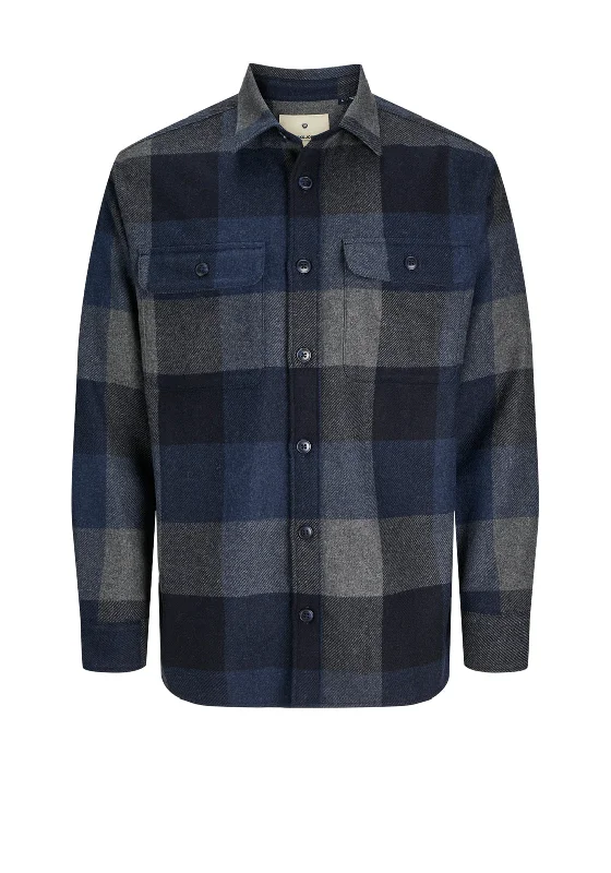 Jack & Jones Heritage Wool Blend Overshirt, Blue Depths