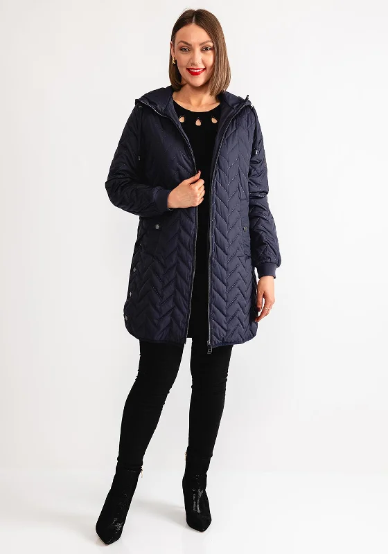 Barbara Lebek Hooded Zipped Coat, Navy