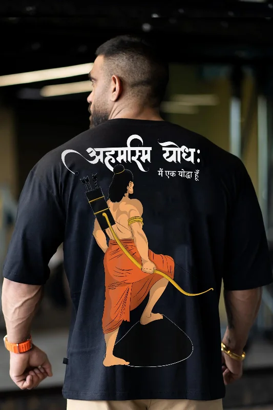 "I am Warrior" Jai Shree Ram Oversized T-shirt (BLACK)