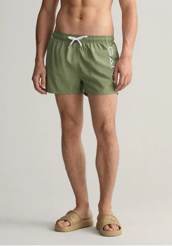 Gant Seasucker Logo Swim Shorts, Kalamanta Green