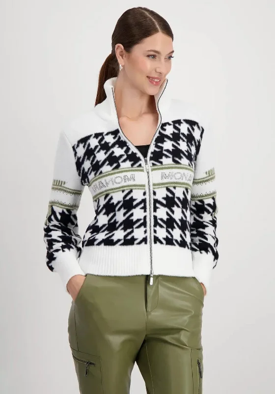 Monari Zipped Knitted Short Jacket, White Multi