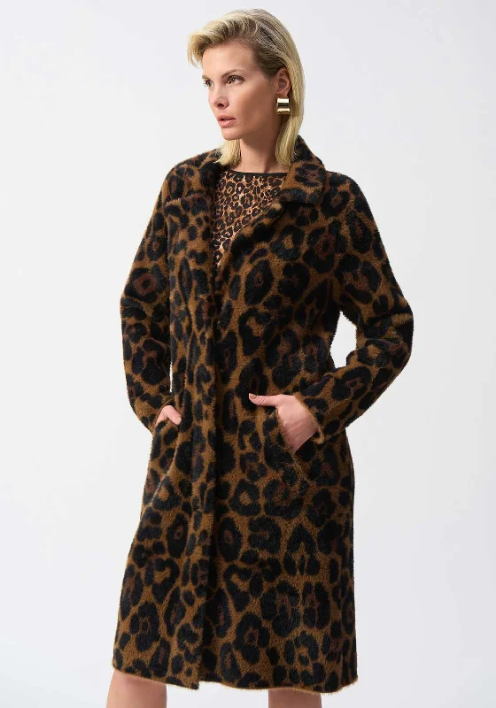 Joseph Ribkoff Leopard Knit Coat, Brown