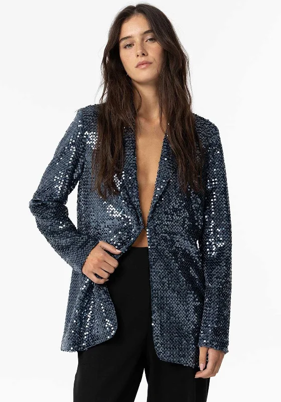 Tiffosi Womens Jola Sequin Velvet Blazer, Blue