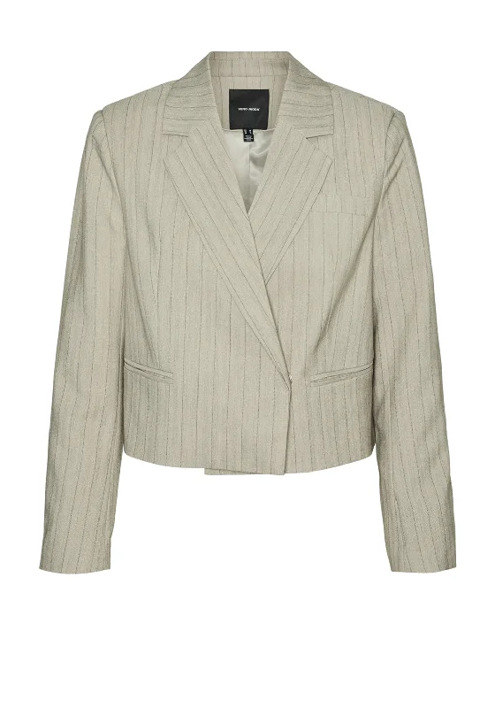 Vero Moda Eli Cropped Herringbone Blazer, Beige