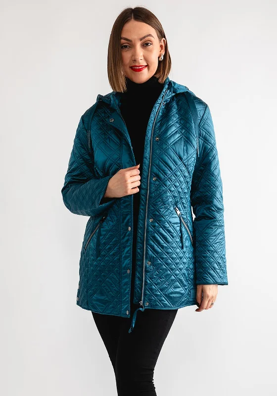 Rabe Quilted Lightweight Hooded Jacket, Teal Blue