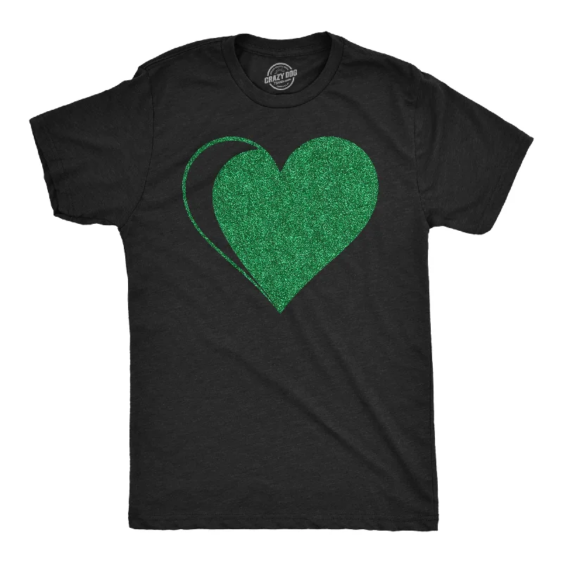 Green Glitter Heart Men's T Shirt