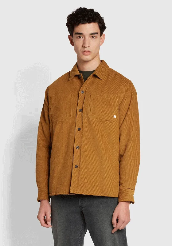 Farah Hunter Corduroy Overshirt, Rich Tobacco