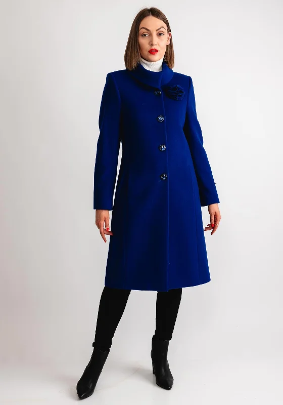 Christina Felix Flower Applique Long Coat, Royal Blue