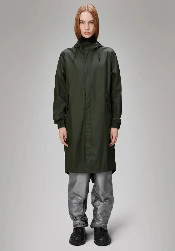 Rains Fishtail Parka Long Raincoat, Green