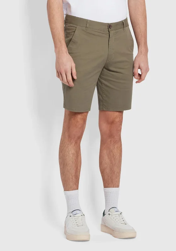 Farah Hawk Twill Chino Shorts, Vintage Green