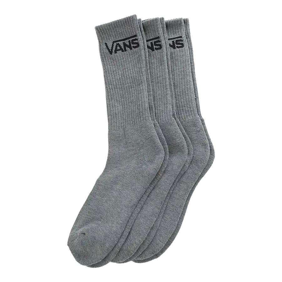 Vans Mens Classic Crew 3-Pack Socks - Heather Grey