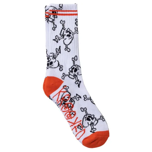 Krooked Style Crew Socks - White/Black/Red