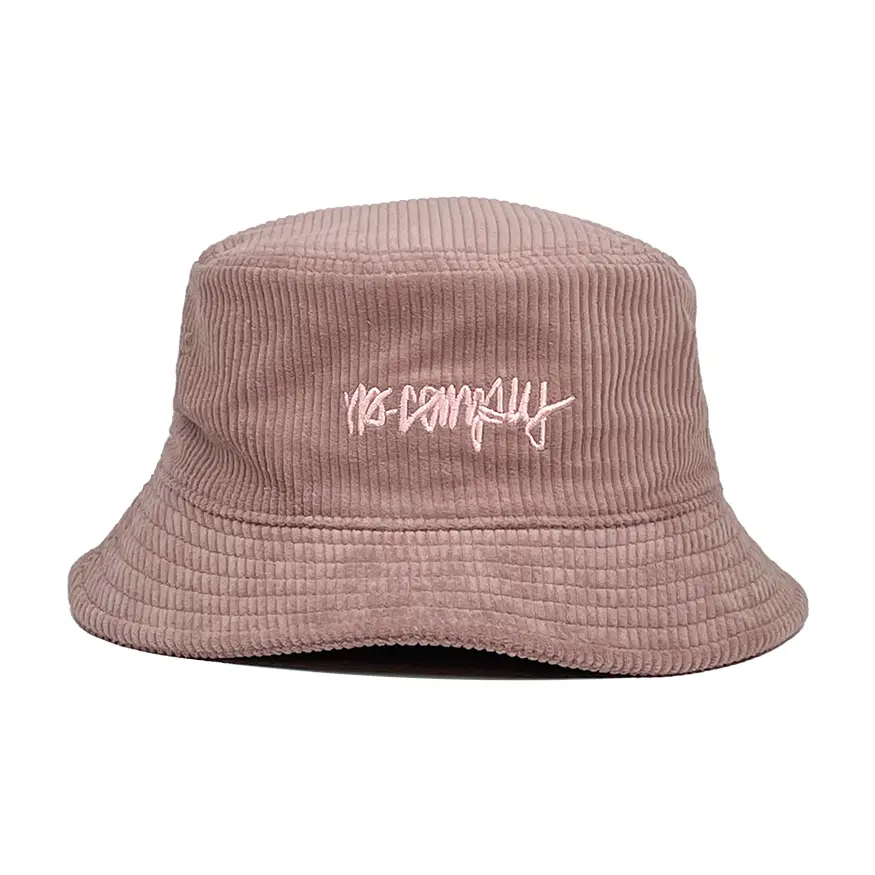 No-Comply Script Check Corduroy Bucket Hat - Rose