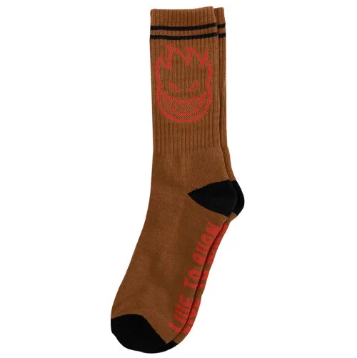 Spitfire Bighead Crew Socks - Brown/Red/Black