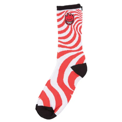 Spitfire Bighead Fill Embroidered Swirl Socks - Red/White