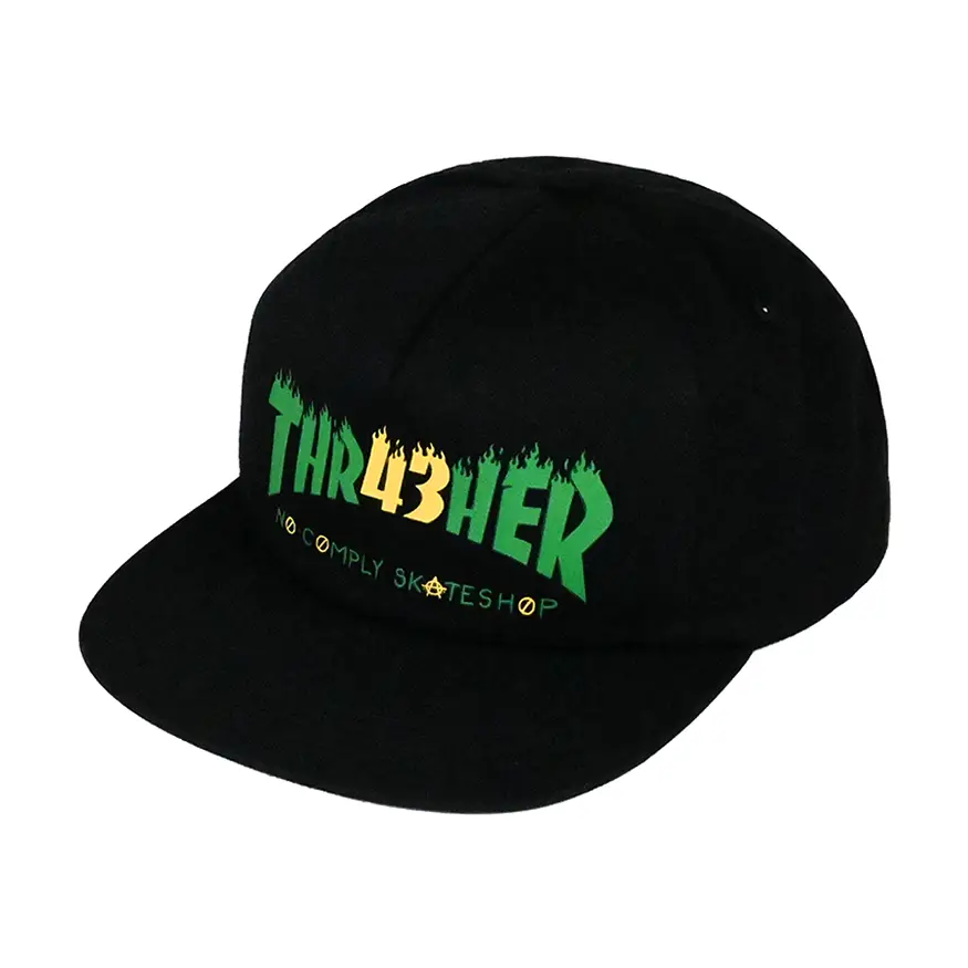 Thrasher Magazine x No-Comply 43 Flame Logo Hat - Black