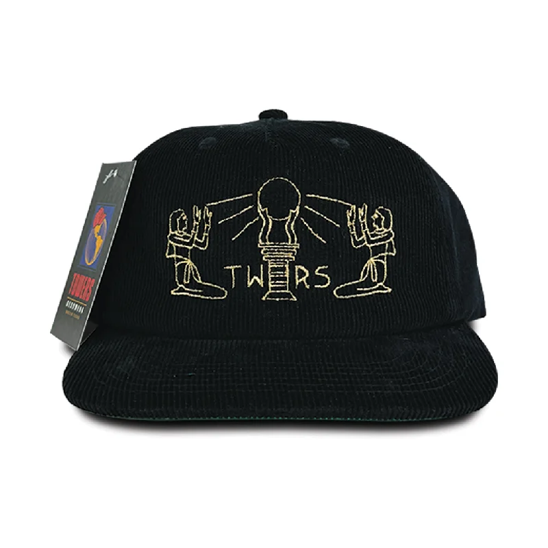 Towers Stairway Corduroy Snapback Hat- Black